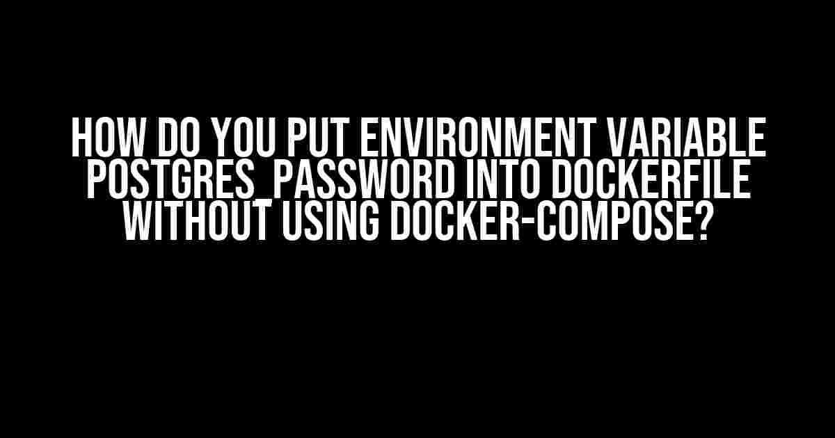 How do you put environment variable POSTGRES_PASSWORD into Dockerfile without using docker-compose?